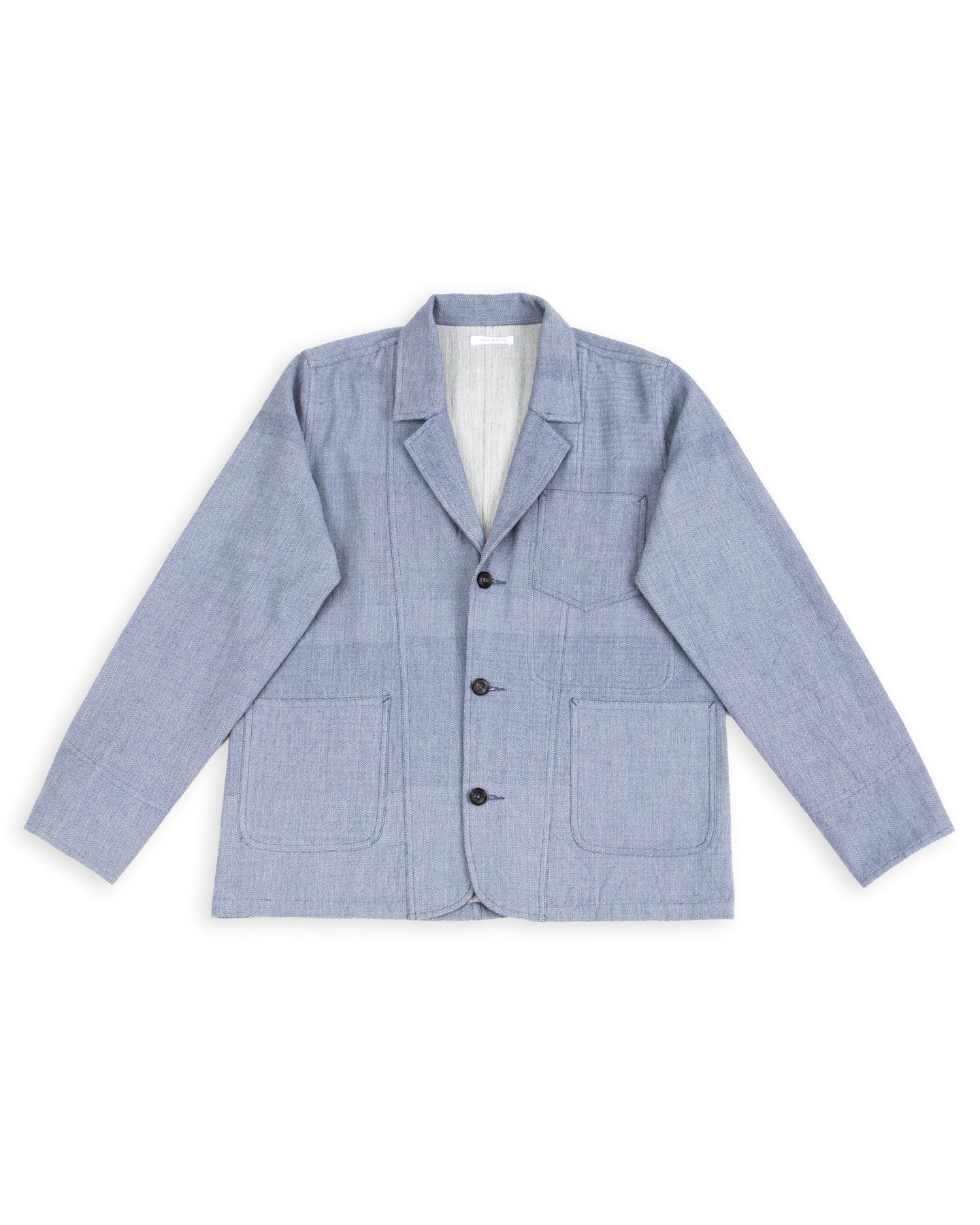 Study Jacket - Handwoven French Blue/Indigo Military Herringbone