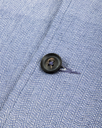 Study Jacket - Handwoven French Blue/Indigo Military Herringbone