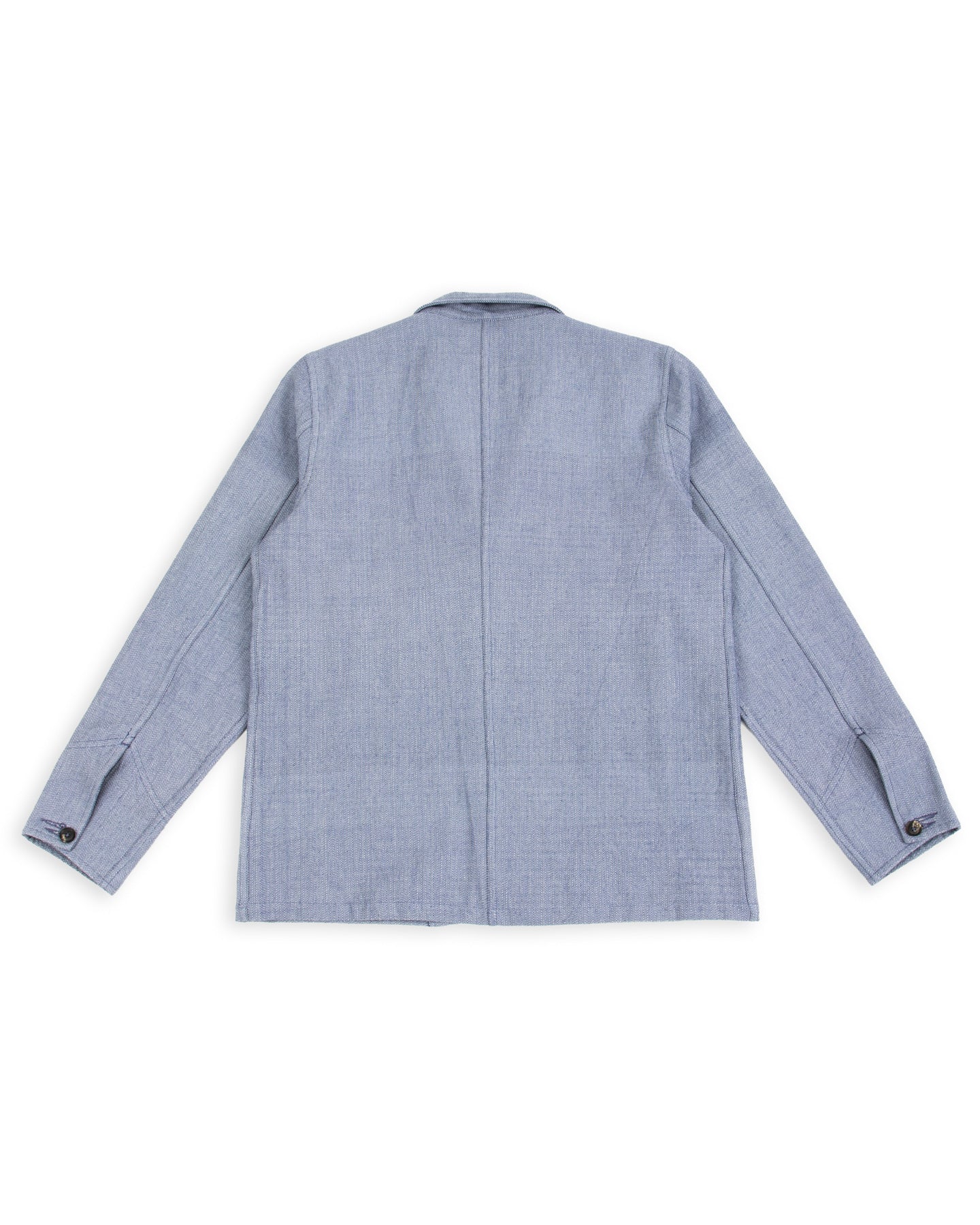 Study Jacket - Handwoven French Blue/Indigo Military Herringbone
