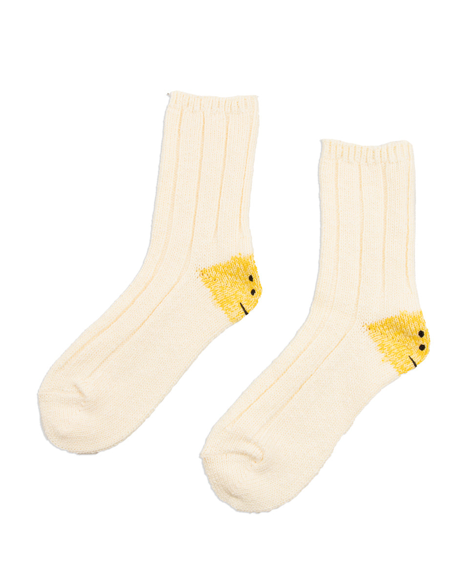 Kapital 56 Yarns MA-1 RAINBOWY HAPPY HEEL Socks - White - Standard & Strange