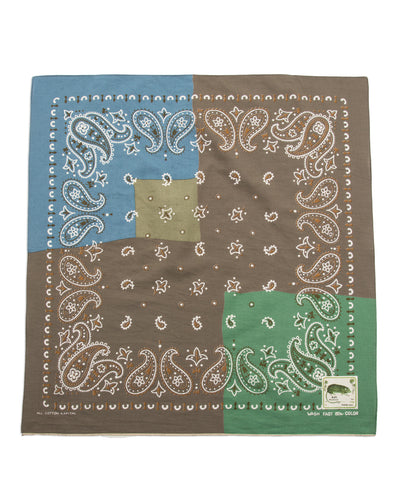 Kapital Fastcolor Selvedge Bandanna (PaisleyPatchwork) - KHAKIxSAX - Standard & Strange