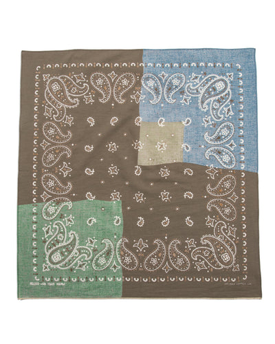 Kapital Fastcolor Selvedge Bandanna (PaisleyPatchwork) - KHAKIxSAX - Standard & Strange