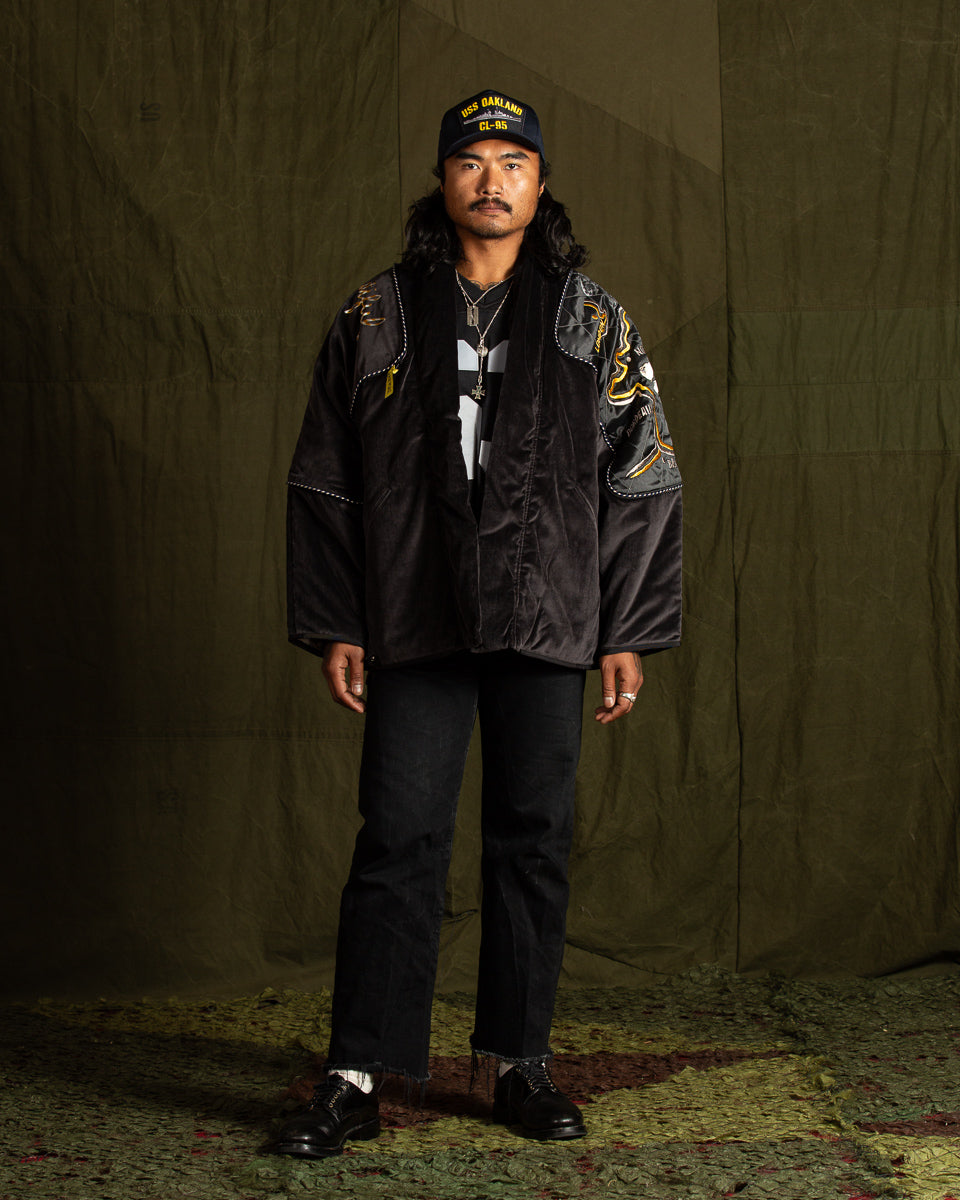 Kapital Velveteen KESA SHAM BOMBER JKT (Beautiful FRANCE) - Black 3 - Standard & Strange