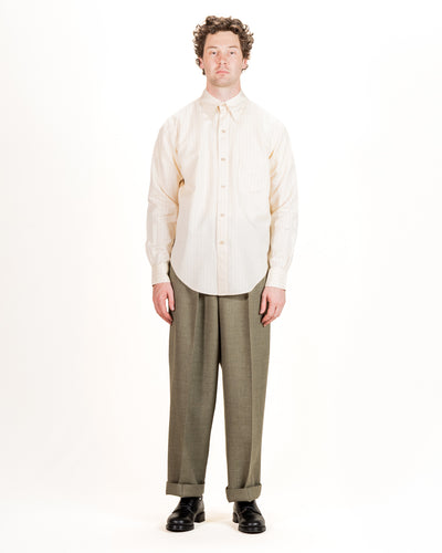 MotivMfg Authentic Fit BD Shirt - Ivory Striped Cotton/Silk Twill - Standard & Strange