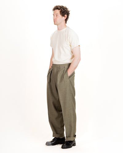 MotivMfg Bund Trousers - Sage Micro Check Suiting - Standard & Strange