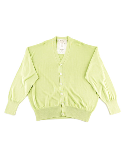 Olde H & Daughter Silk Plain Stitch V Neck Cardigan - Pistachio 10 - Standard & Strange