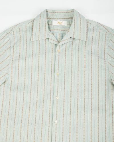 Prequel S&S x Prequel Short Open Collar Shirt - Blue Double Woven Dobby Stripe - Standard & Strange