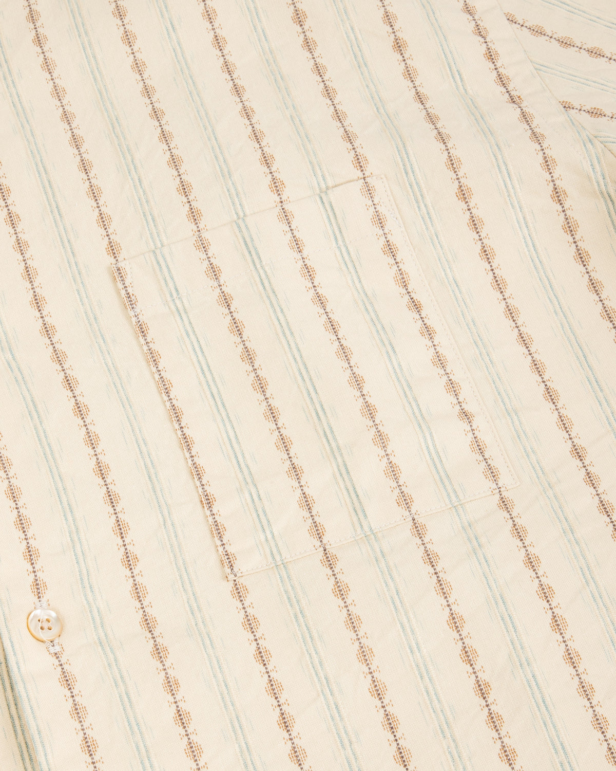 Prequel S&S x Prequel Short Open Collar Shirt - Beige Double Woven Dobby Stripe - Standard & Strange