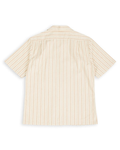Prequel S&S x Prequel Short Open Collar Shirt - Beige Double Woven Dobby Stripe - Standard & Strange