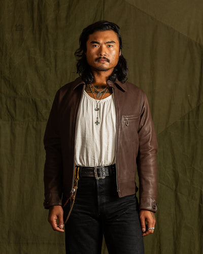 The Real McCoy's Freeman 30s Sports Jacket (Deerskin) - Brown - Standard & Strange
