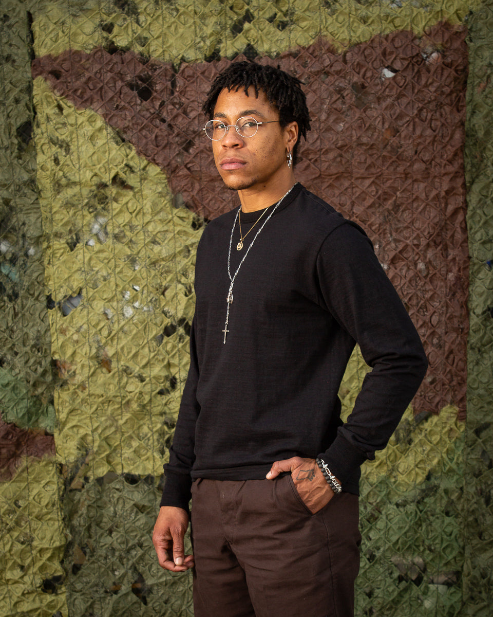The Real McCoy's Athletic L/S T-Shirt / Loop-Wheel - Black - Standard & Strange
