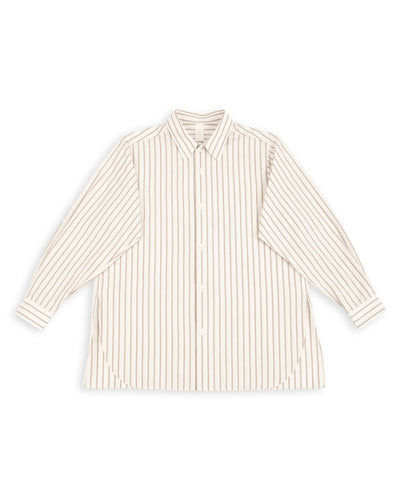 Senui Sally Side Slit Shirt - Ecru Double Washer Stripe 38/OS - Standard & Strange