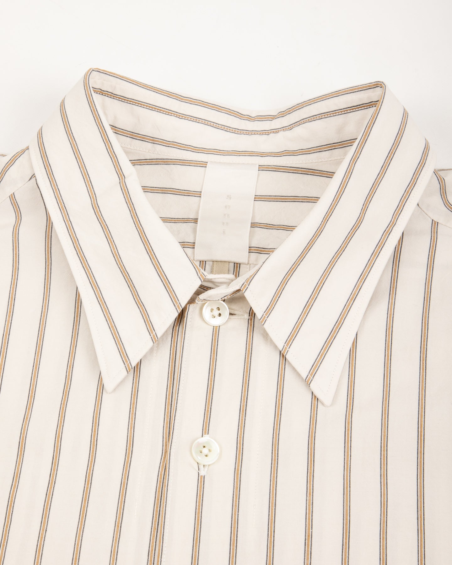 Senui Sally Side Slit Shirt - Ecru Double Washer Stripe 38/OS - Standard & Strange