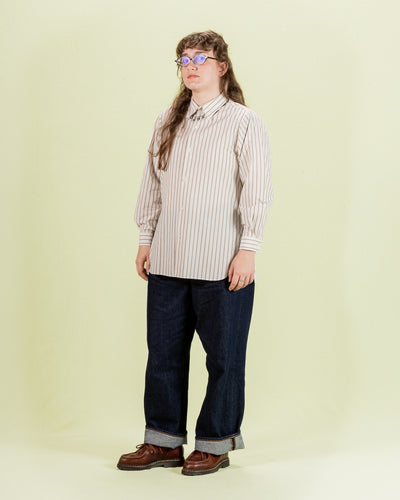 Senui Sally Side Slit Shirt - Ecru Double Washer Stripe 38/OS - Standard & Strange