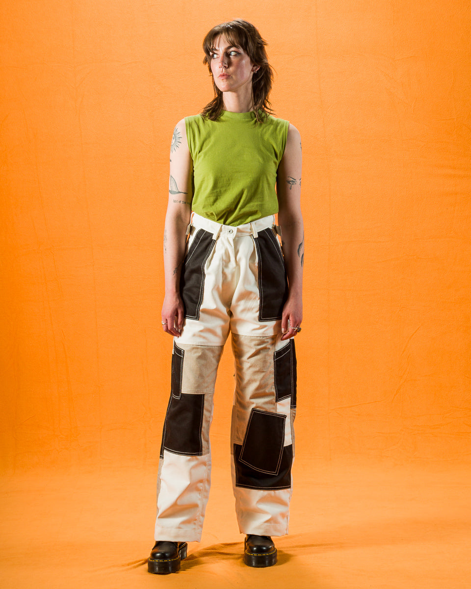 W'Menswear Unisex Freedom Flight Trouser - White/Black - Standard & Strange