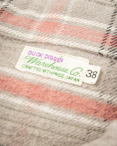 Warehouse Flannel Shirt with Chinstrap - Grey O/W - Standard & Strange