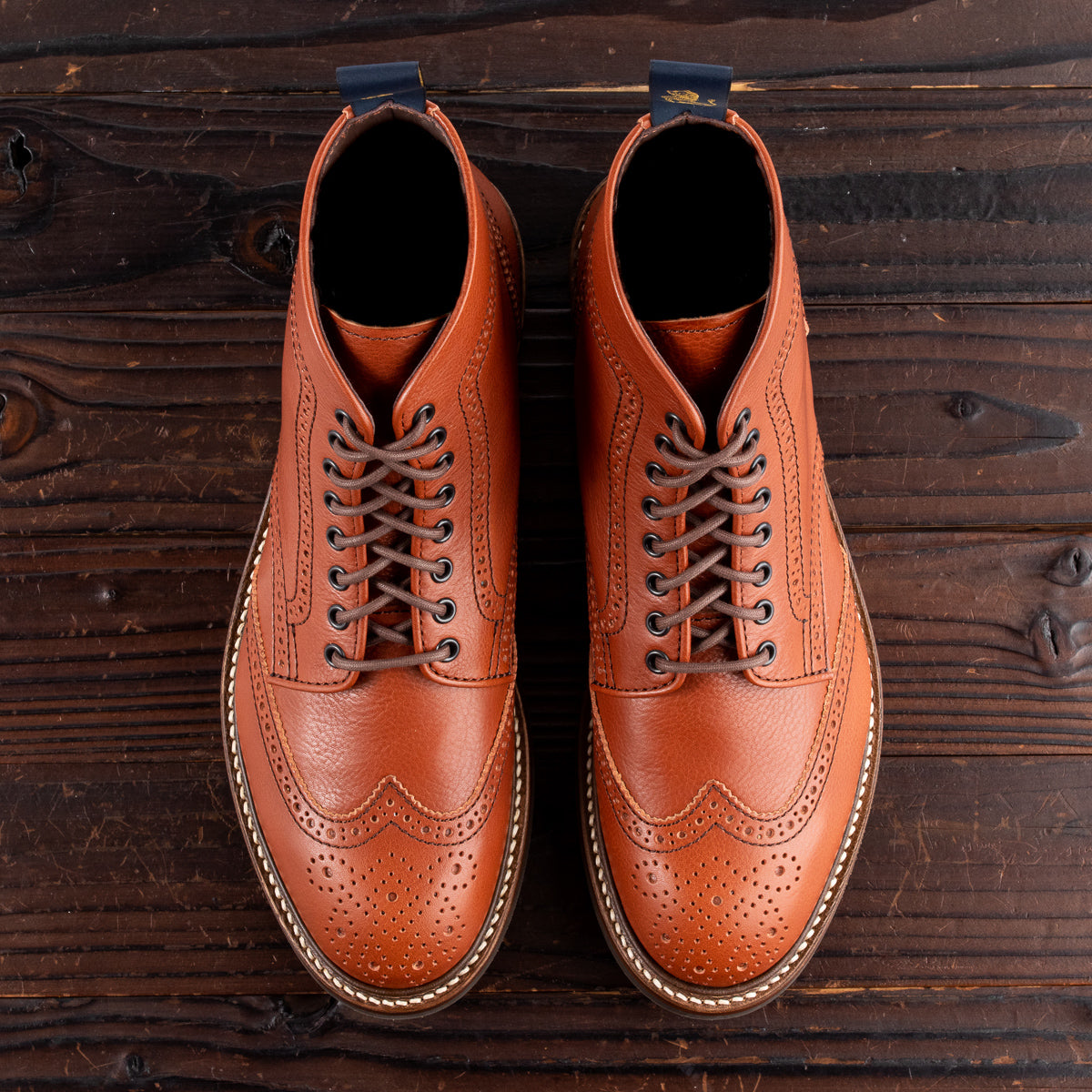 John Lofgren Glover Brogue Boots - Camel Vacchetta - Standard & Strange
