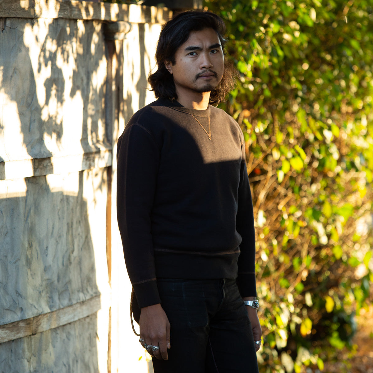 The Real McCoy's Loopwheel Crewneck Sweatshirt - Black - Standard & Strange