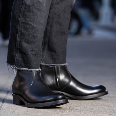 Rolling Dub Trio Gleaners Side Zip Boots - Black Japanese Box Calf - Standard & Strange