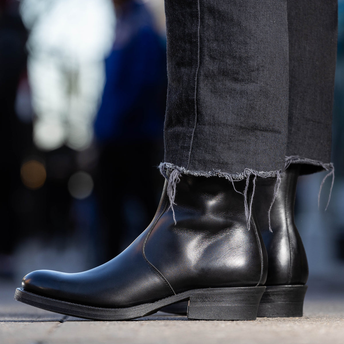 Rolling Dub Trio Gleaners Side Zip Boots - Black Japanese Box Calf - Standard & Strange