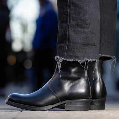 Rolling Dub Trio Gleaners Side Zip Boots - Black Japanese Box Calf - Standard & Strange