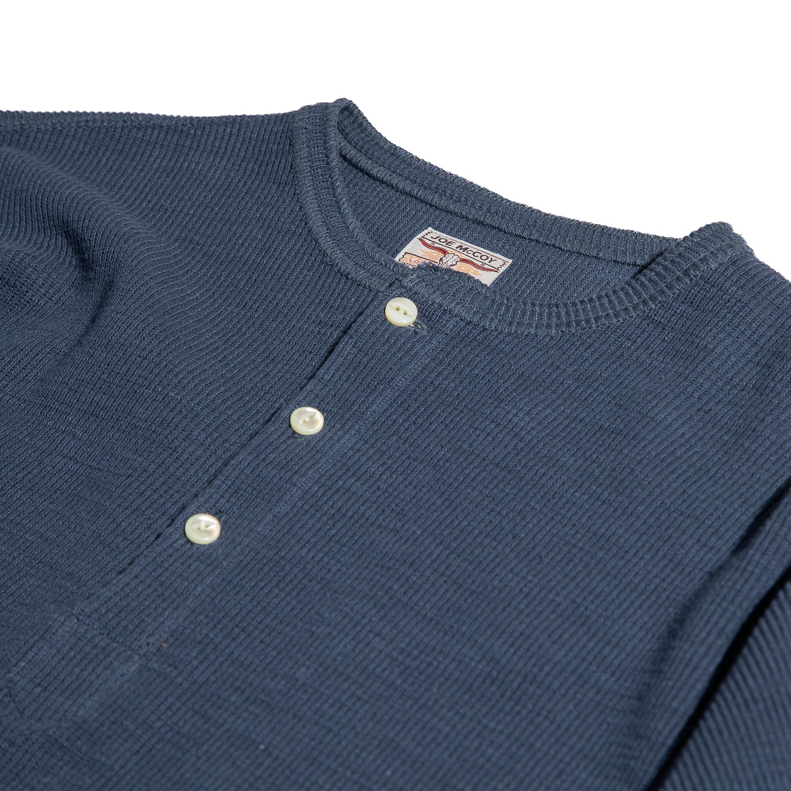 The Real McCoy's Western Cardigan Stitch Henley Shirt - Cobalt - Standard & Strange