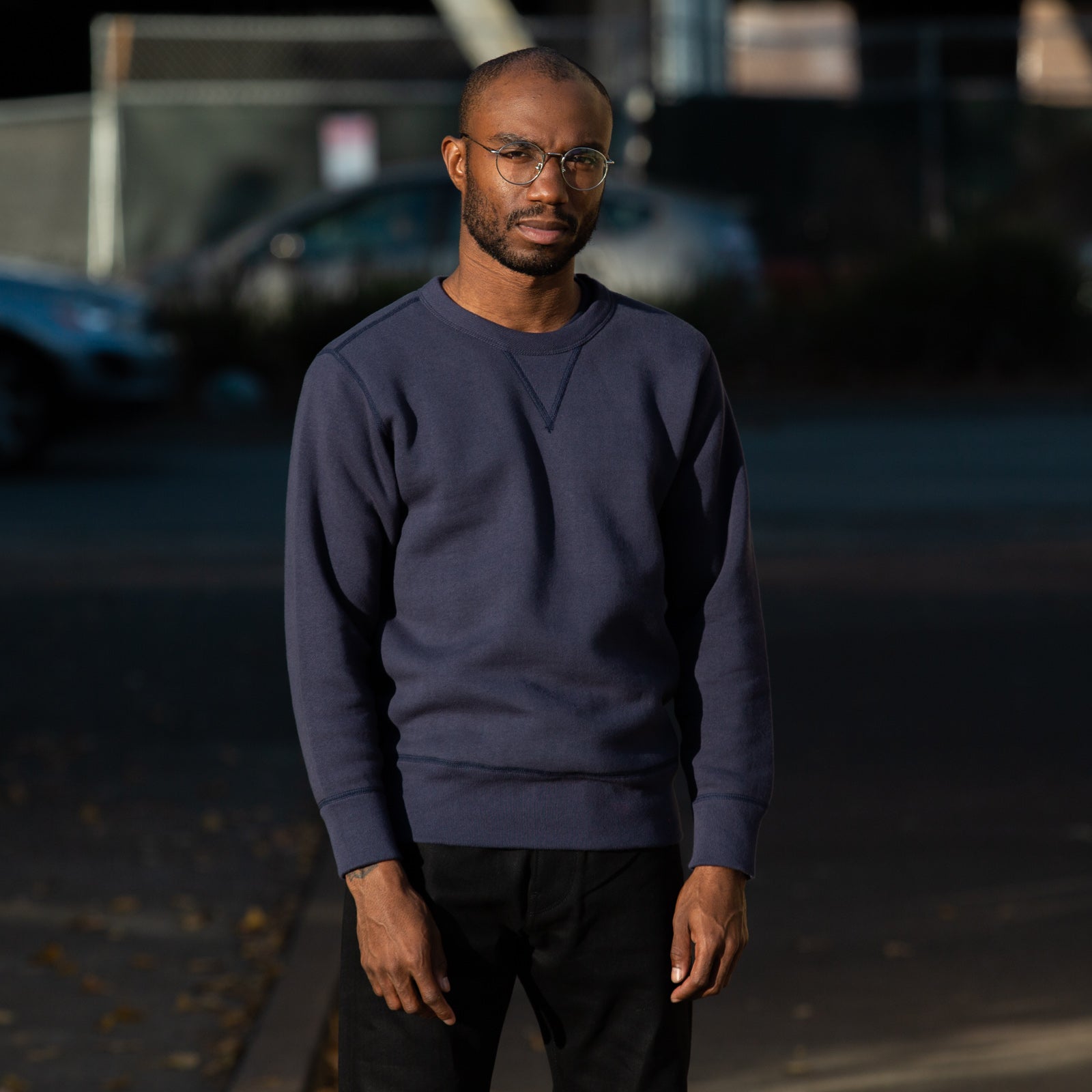 The Real McCoy's Loopwheel Crewneck Sweatshirt - Navy - Standard & Strange