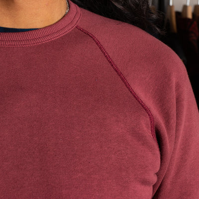 The Real McCoy's 9oz Loopwheel Raglan Sleeve Sweatshirt - Maroon - Standard & Strange